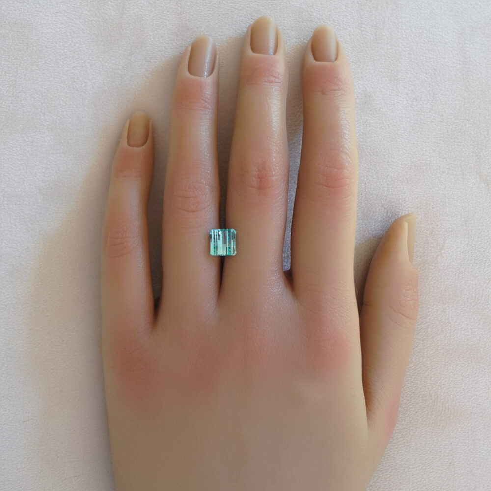 Alternative view of Opposed Bar Cut Lab-Created Sapphire 2.90 Carats